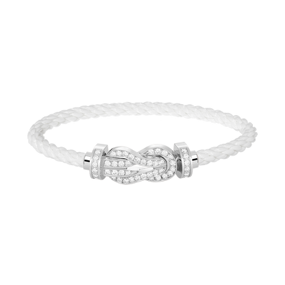 [Royal Jewelry]CHANCE LARGE 8 FIGURE BUCKLE FULL DIAMOND BRACELET SILVER