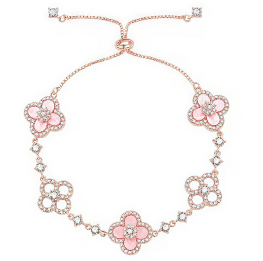 [Royal Jewelry]CLOVER 5 MOTIF PINK BLUE RED WHITE BRACELET