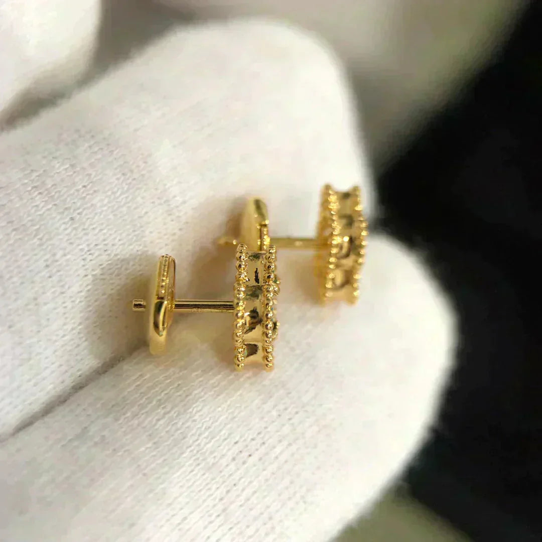 [Royal Jewelry]CLOVER MINI 9.5MM MALACHITE  EARRINGS