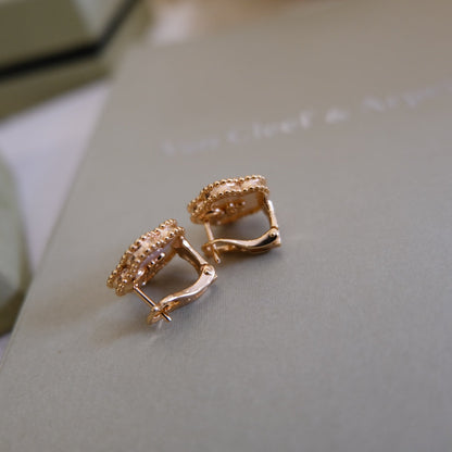 [Royal Jewelry]LUCKY PINK GOLD WHITE MOP EARRINGS
