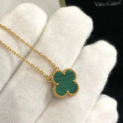 [Royal Jewelry]CLOVER 15MM マラカイト シングル フラワー ネックレス