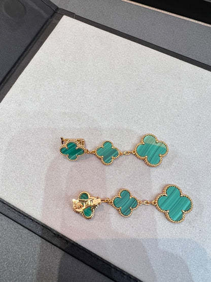 [Royal Jewelry]CLOVER MALACHITE 3 MOTIFS GOLD