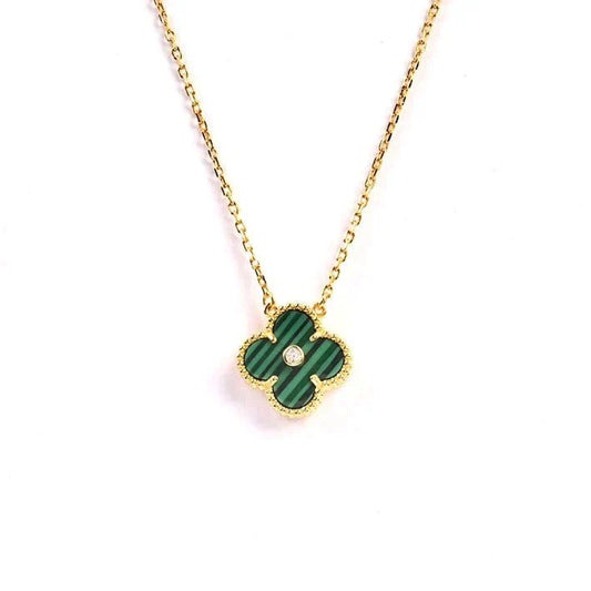 [Royal Jewelry]CLOVER 15MM DIAMOND TURQUOISE NECKLACE