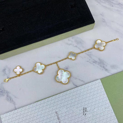 [Royal Jewelry]MAGIC CLOVER MOP GOLD BRACELET 5 MOTIFS