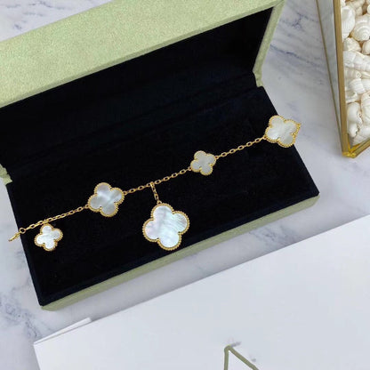 [Royal Jewelry]MAGIC CLOVER MOP GOLD BRACELET 5 MOTIFS