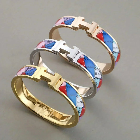 [Royal Jewelry]H BRACELET DOTTED BORDER 12MM