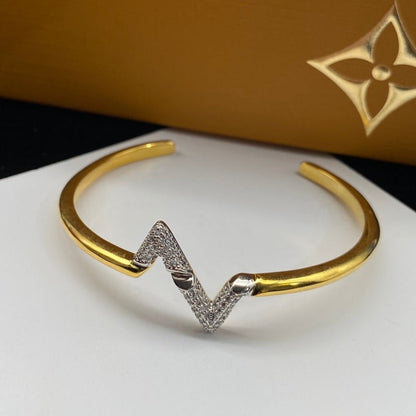 [Royal Jewelry]VOLTE UPSITE DOWN DIAMOND GOLD OPEN BRACELET