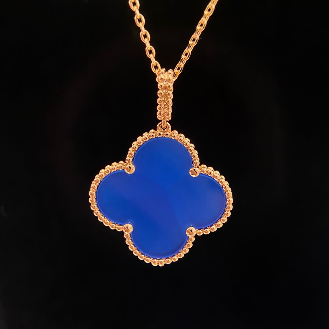 [Royal Jewelry]CLOVER 25MM ネックレス ターコイズ ローズゴールド