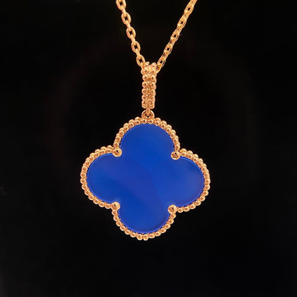 [Royal Jewelry]CLOVER 25MM ネックレス ターコイズ ローズゴールド