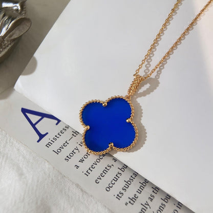 [Royal Jewelry]CLOVER 25MM ネックレス ターコイズ ローズゴールド