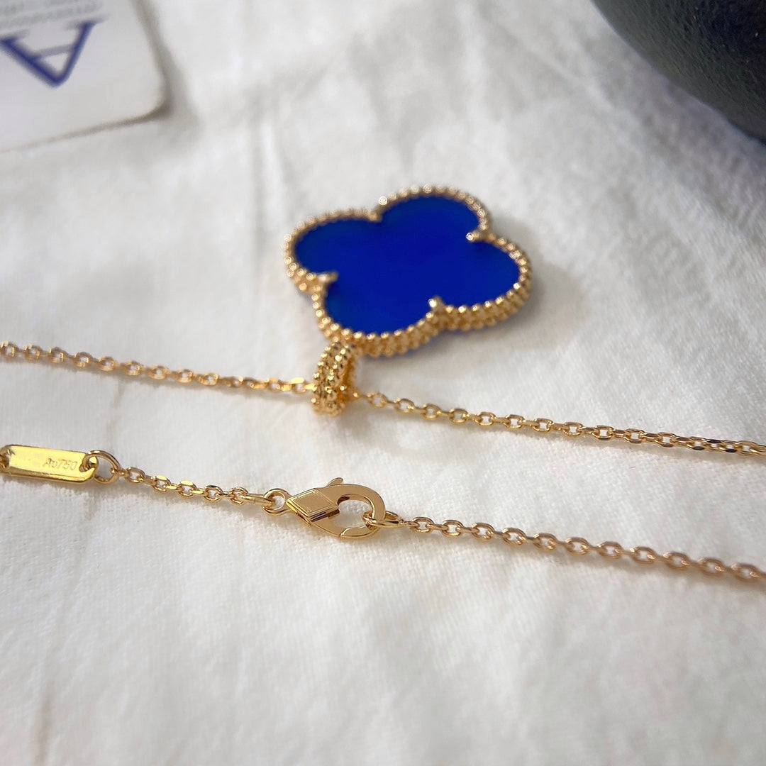 [Royal Jewelry]CLOVER 25MM ネックレス ターコイズ ローズゴールド