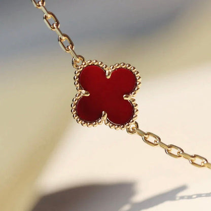 [Royal Jewelry]CLOVER 20 MOTIFS CARNELIAN NECKLACE