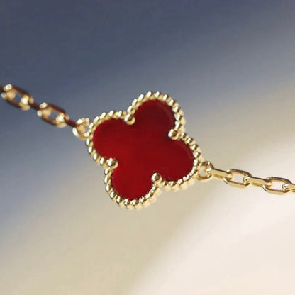 [Royal Jewelry]CLOVER 20 MOTIFS CARNELIAN NECKLACE