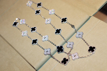 [Royal Jewelry]CLOVER 20 MOTIFS ONYX DIAMOND SILVER