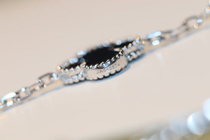 [Royal Jewelry]CLOVER 20 MOTIFS ONYX DIAMOND SILVER