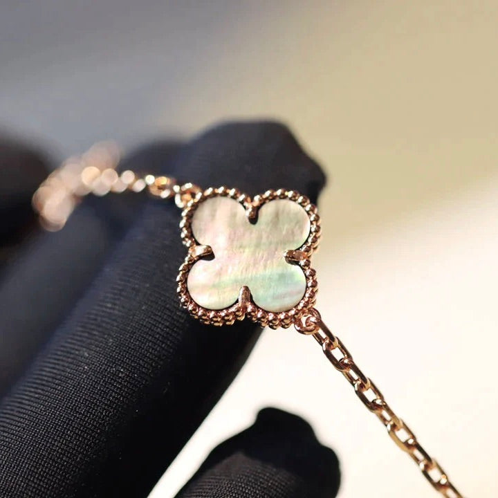 [Royal Jewelry]CLOVER 20 MOTIFS DARK MOP DIAMOND  NECKLACE