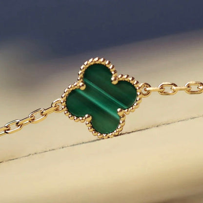 [Royal Jewelry]CLOVER 20 MOTIFS MALACHITE DIAMOND NECKLACE