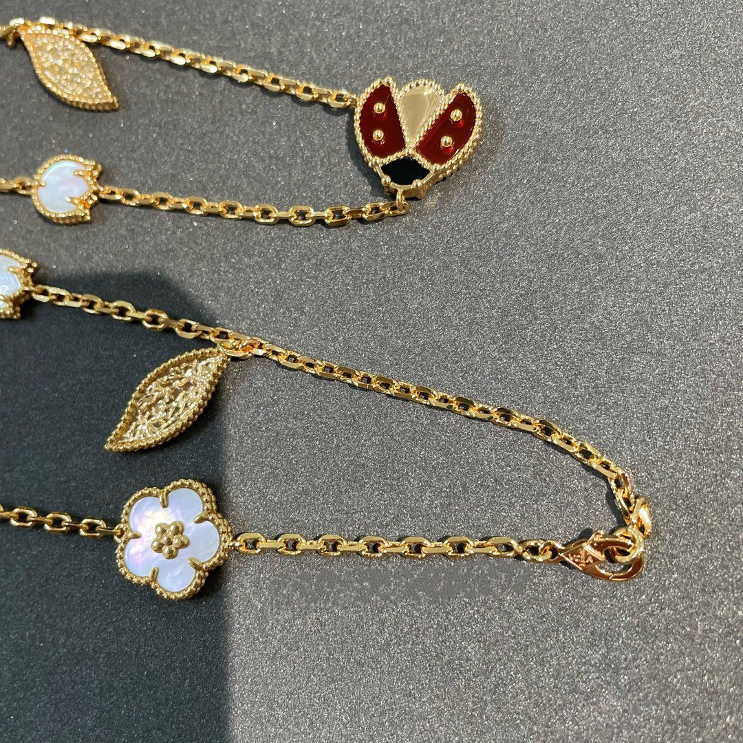 [ロイヤルジュエリー]ラッキースプリング 15モチーフ ゴールドネックレス