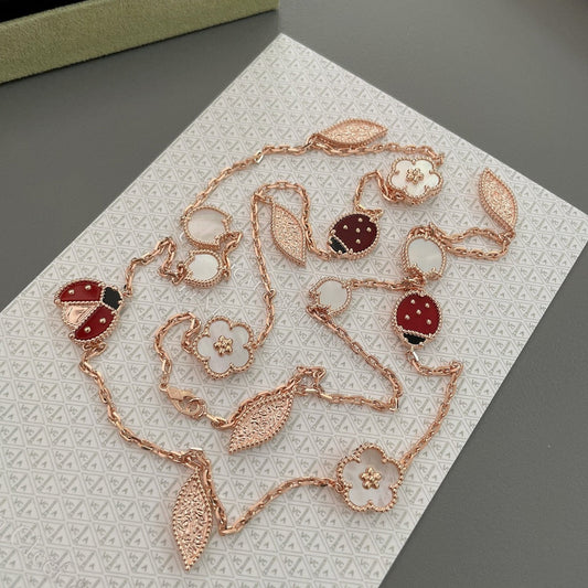 [Royal Jewelry]LUCKY SPRING 15 MOTIFS ROSE GOLD NECKLACE