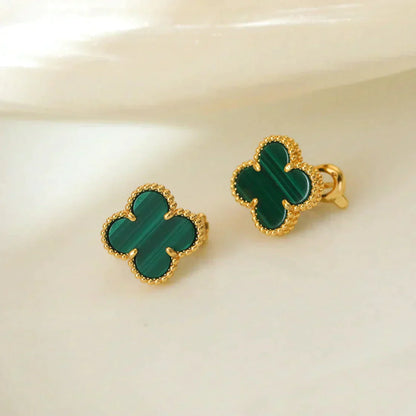 [Royal Jewelry]CLOVER MEDIUM 1 MOTIFS MALACHITE  EARRINGS
