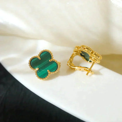 [Royal Jewelry]CLOVER MEDIUM 1 MOTIFS MALACHITE  EARRINGS