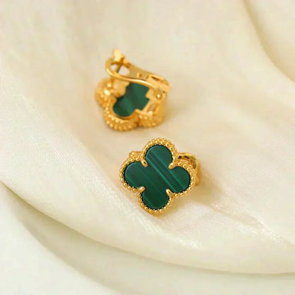 [Royal Jewelry]CLOVER MEDIUM 1 MOTIFS MALACHITE  EARRINGS