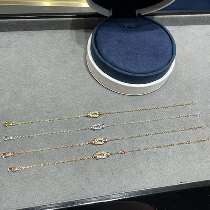 [Royal Jewelry]FORCE 10 DIAMOND CHAIN LINK PINK GOLD BRACELET