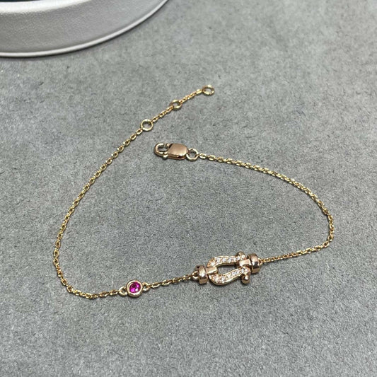 [Royal Jewelry]FORCE 10 DIAMOND CHAIN LINK PINK GOLD BRACELET