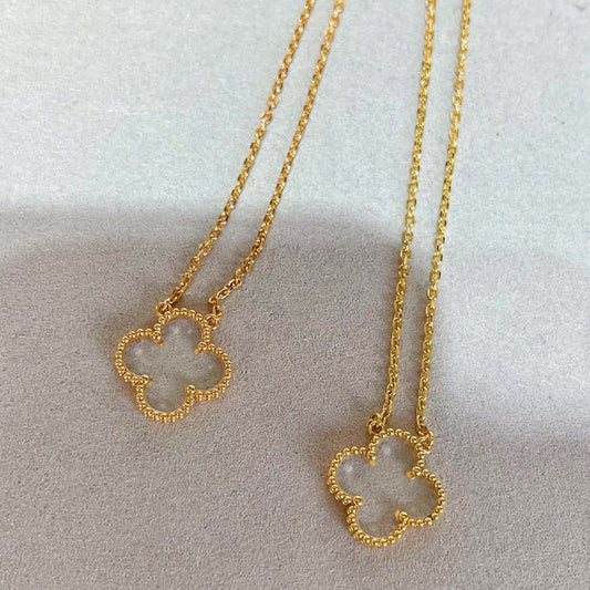 [Royal Jewelry]CLOVER ROCK CRYSTAL ROSE GOLD NECKLACE