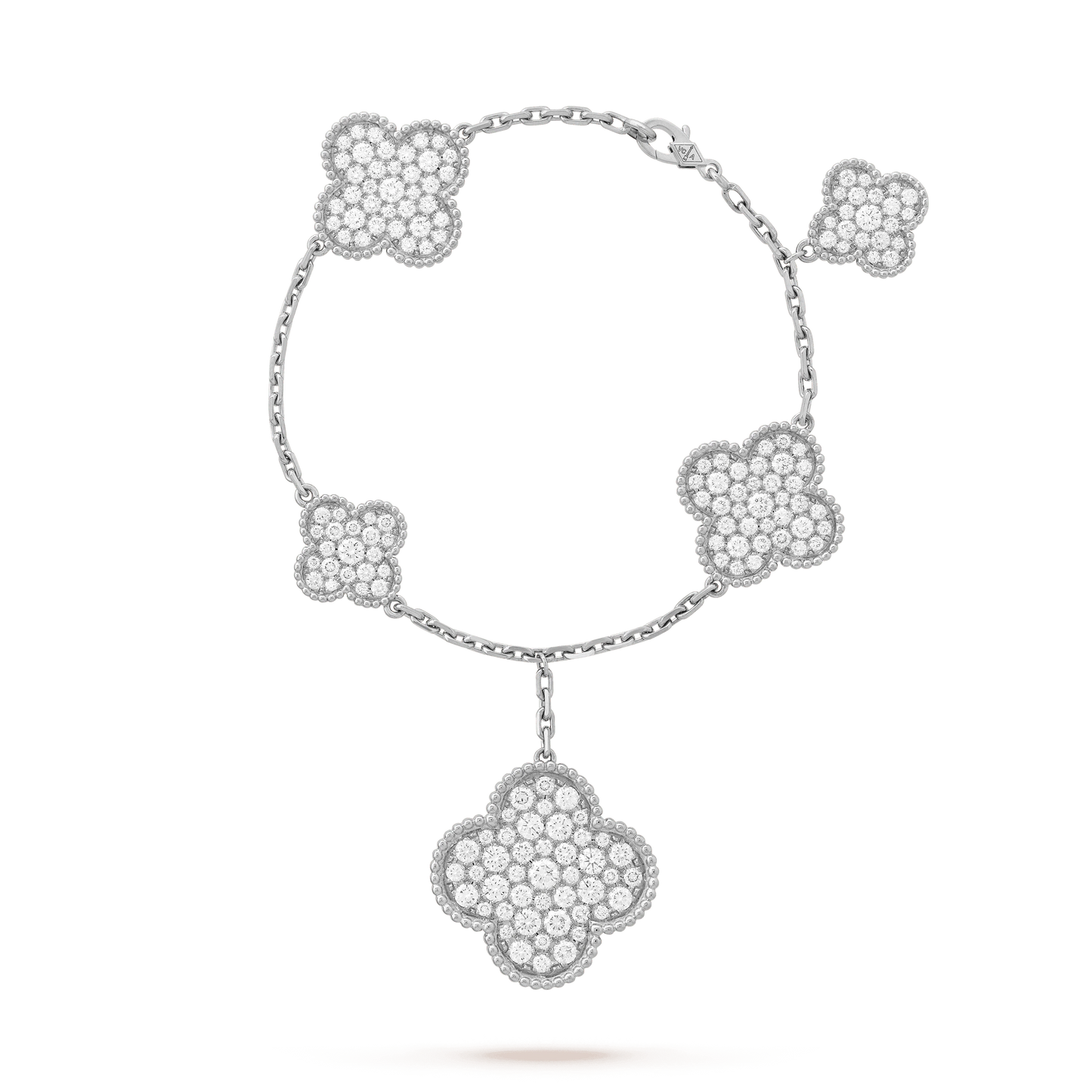 [Royal Jewelry]CLOVER 6 MOTIFS SILVER DIAMOND BRACELET
