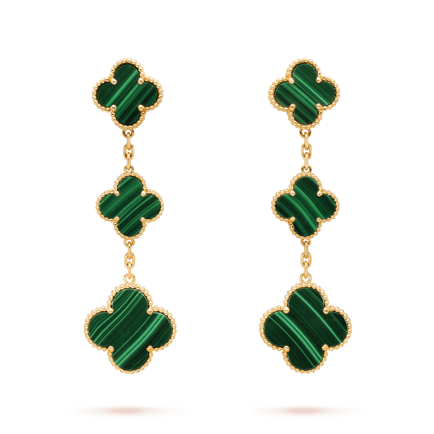 [Royal Jewelry]CLOVER MALACHITE 3 MOTIFS GOLD