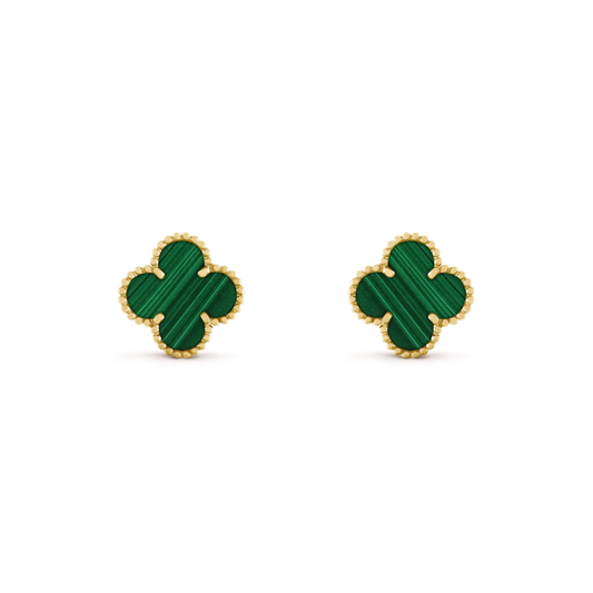 [Royal Jewelry]CLOVER MEDIUM 1 MOTIFS MALACHITE  EARRINGS