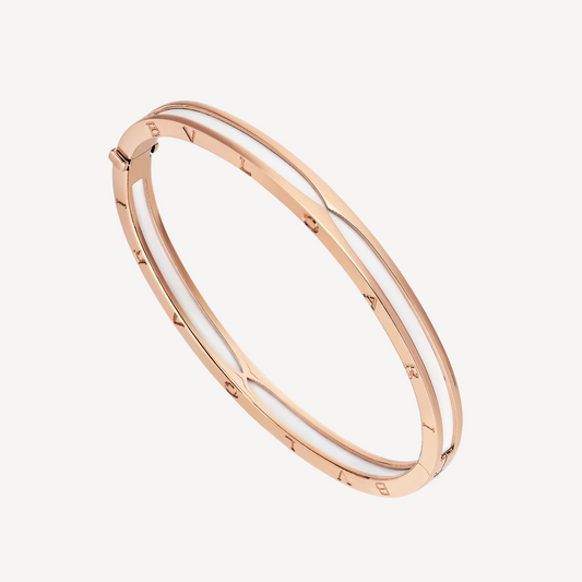 [Royal Jewelry]ZERO 1 PINK GOLD WITH WHITE CERAMIC BRACELET