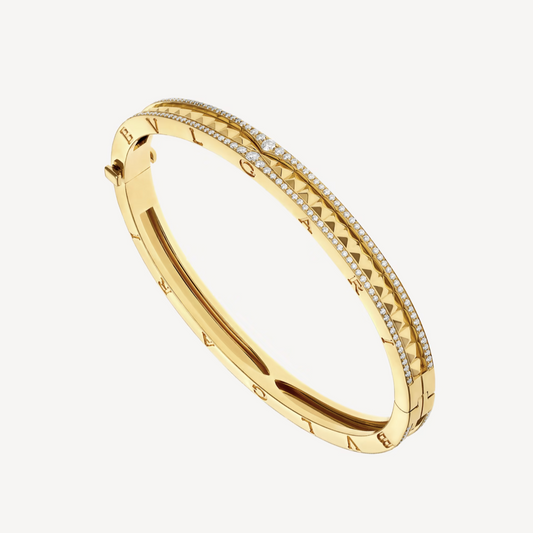 [Royal Jewelry]ZERO 1 SPIRAL AND PAVED DIAMOND GOLD BRACELET