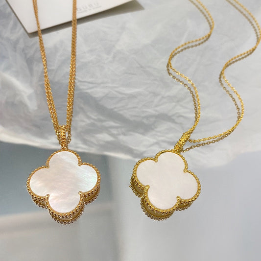 [Royal Jewelry]CLOVER 25MM MOP LARGE PENDANT NECKLACE
