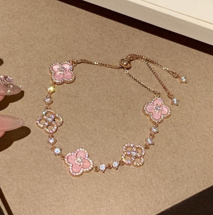 [Royal Jewelry]CLOVER 5 MOTIF PINK BLUE RED WHITE BRACELET