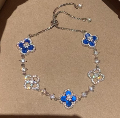 [Royal Jewelry]CLOVER 5 MOTIF PINK BLUE RED WHITE BRACELET