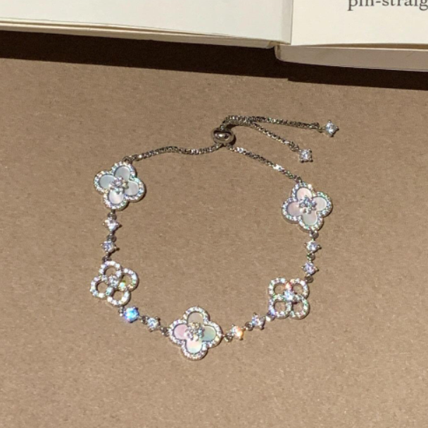 [Royal Jewelry]CLOVER 5 MOTIF PINK BLUE RED WHITE BRACELET