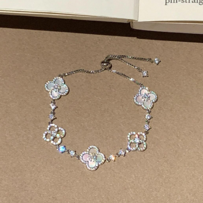 [Royal Jewelry]CLOVER 5 MOTIF PINK BLUE RED WHITE BRACELET