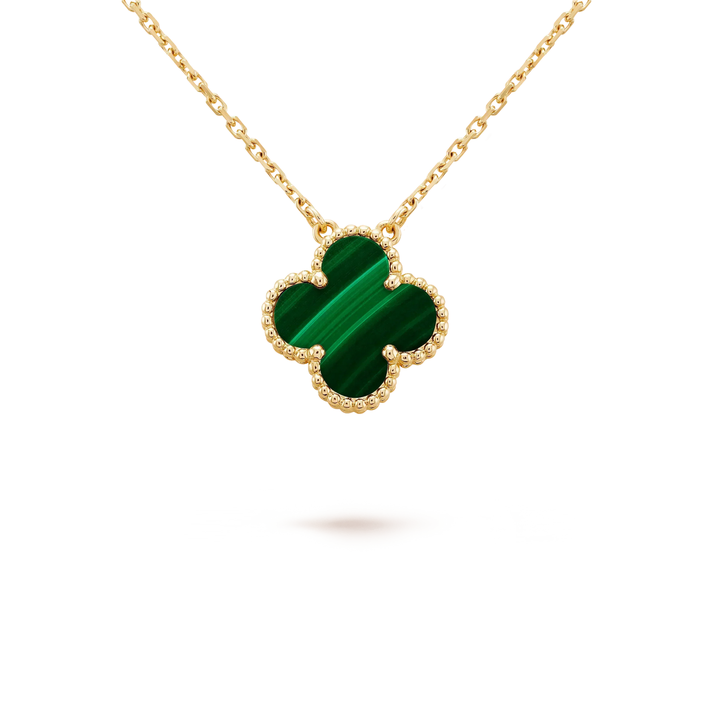 [Royal Jewelry]CLOVER 15MM マラカイト シングル フラワー ネックレス