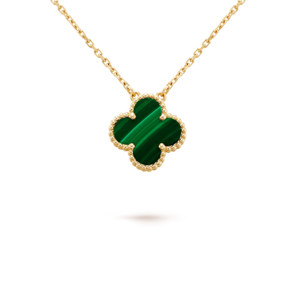 [Royal Jewelry]CLOVER 15MM マラカイト シングル フラワー ネックレス
