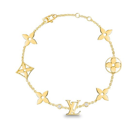 [Royal Jewelry]STAR AND SUN 7 MOTIFS GOLD BRACELET
