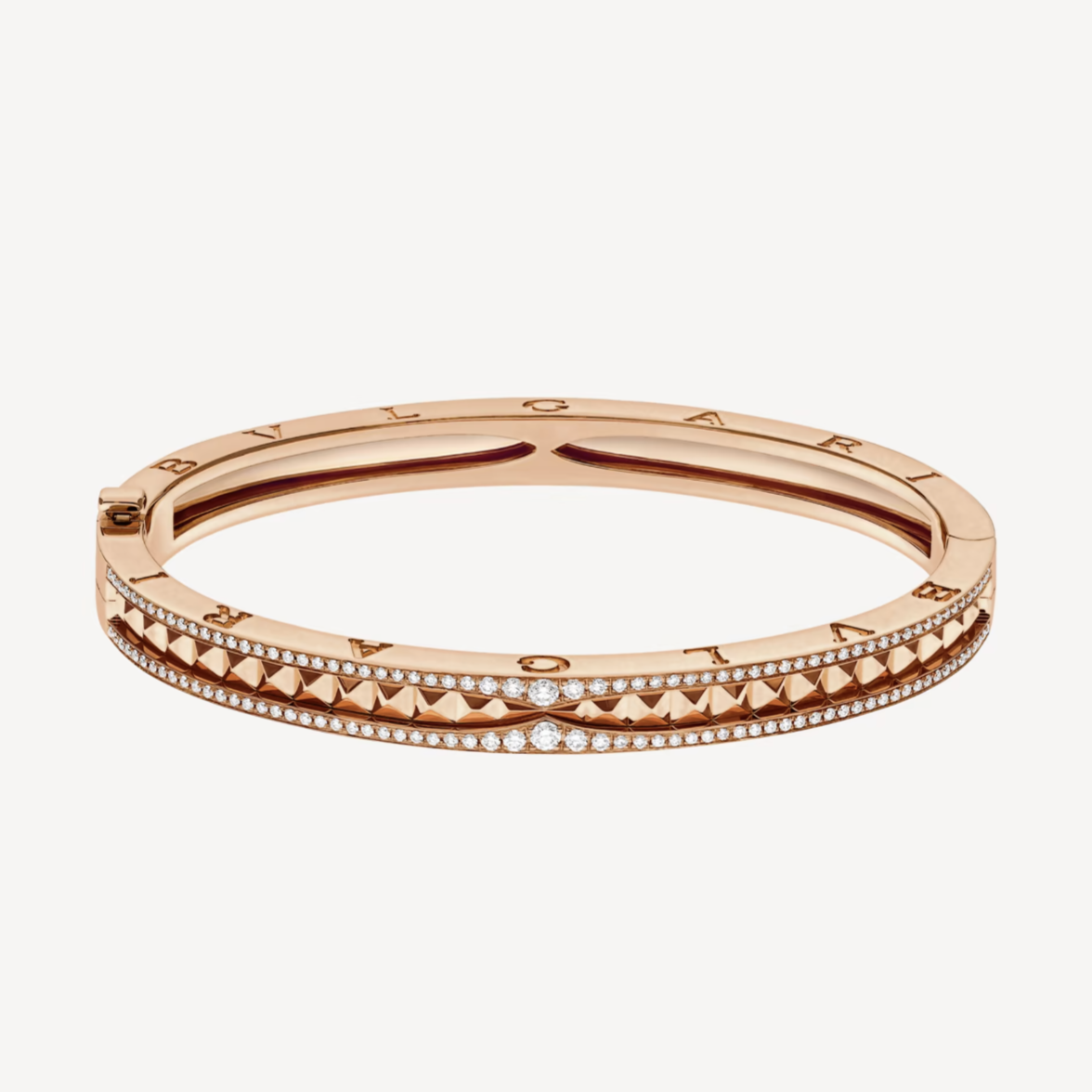 [Royal Jewelry]ZERO 1 SPIRAL AND PAVED DIAMOND PINK GOLD BRACELET