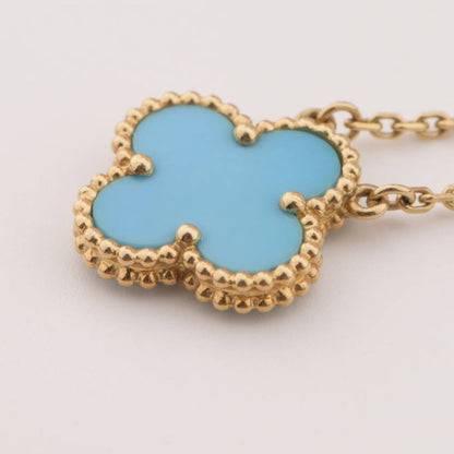 [Royal Jewelry]CLOVER 15MM VINTAGE TURQUOISE NECKLACE