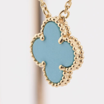 [Royal Jewelry]CLOVER 15MM VINTAGE TURQUOISE NECKLACE