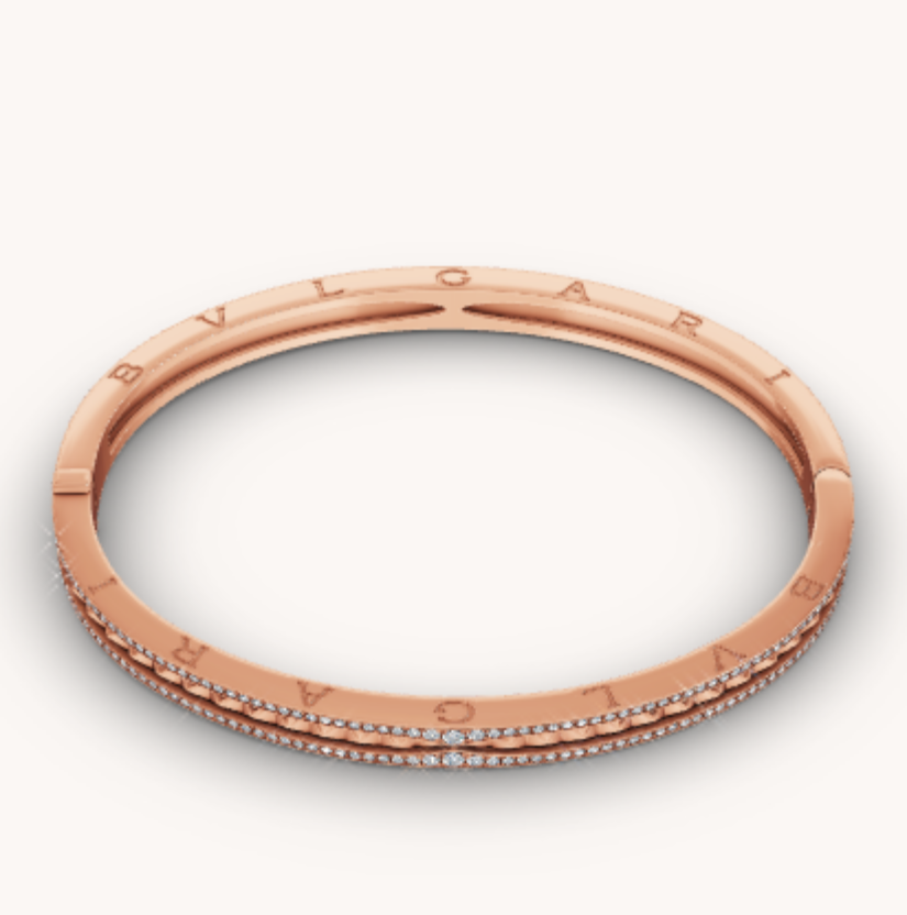 [Royal Jewelry]ZERO 1 SPIRAL AND PAVED DIAMOND PINK GOLD BRACELET