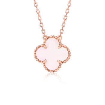 [Royal Jewelry]CLOVER 15MM PINK MOTHER-OF-PEARL SINGLE FLOWER NECKLACE