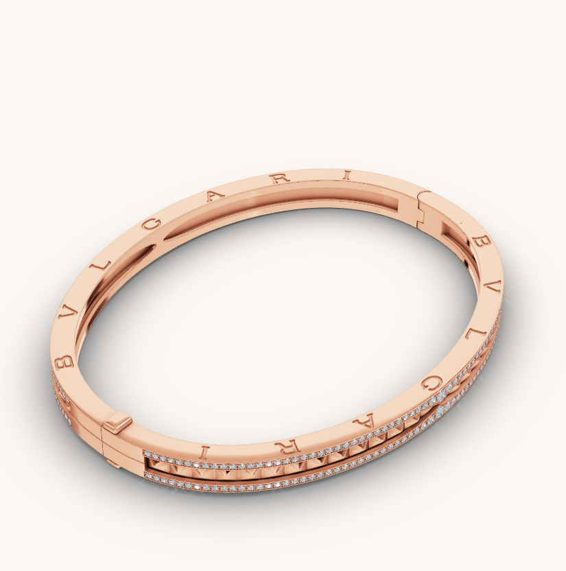 [Royal Jewelry]ZERO 1 SPIRAL AND PAVED DIAMOND PINK GOLD BRACELET