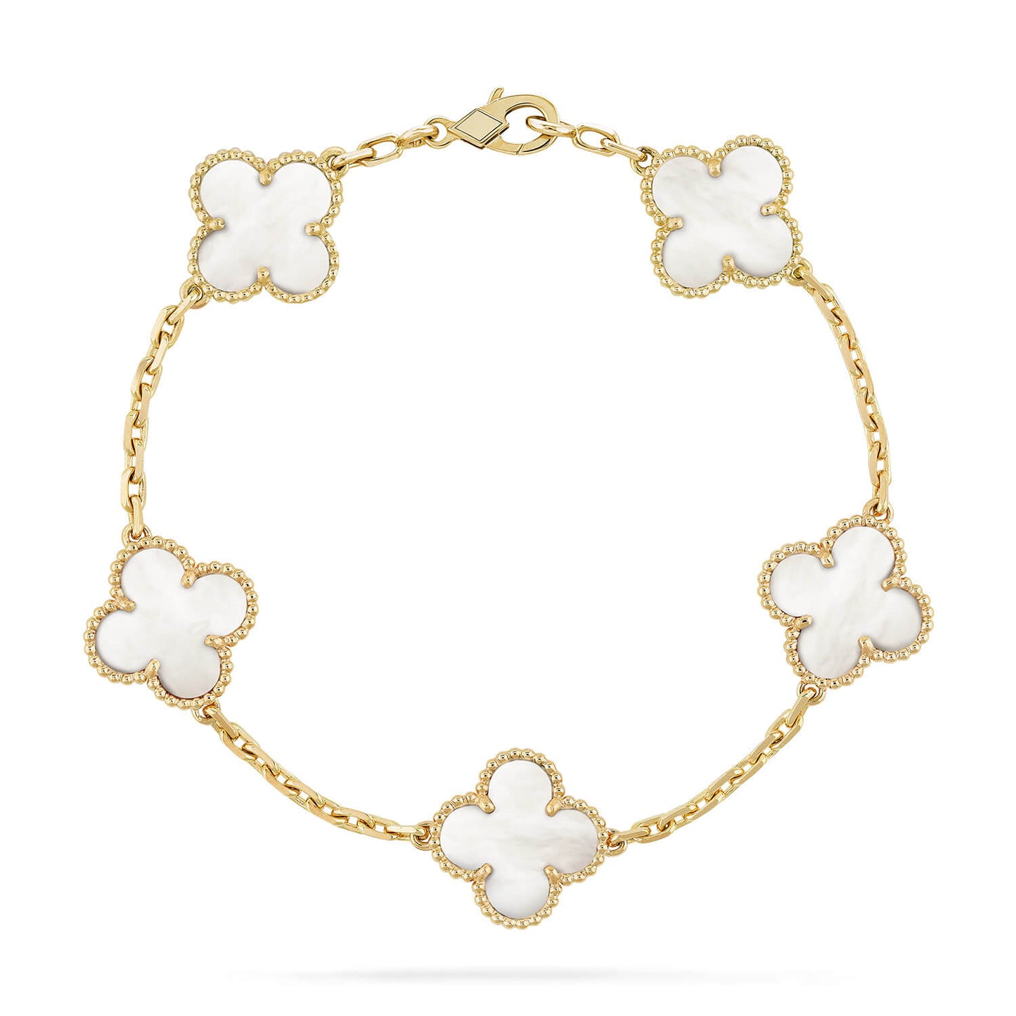 [Royal Jewelry]CLOVER  5 MOTIF WHITE MOP BRACELET