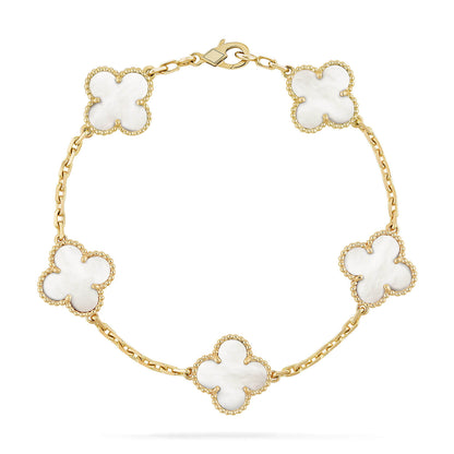 [Royal Jewelry]CLOVER  5 MOTIF WHITE MOP BRACELET